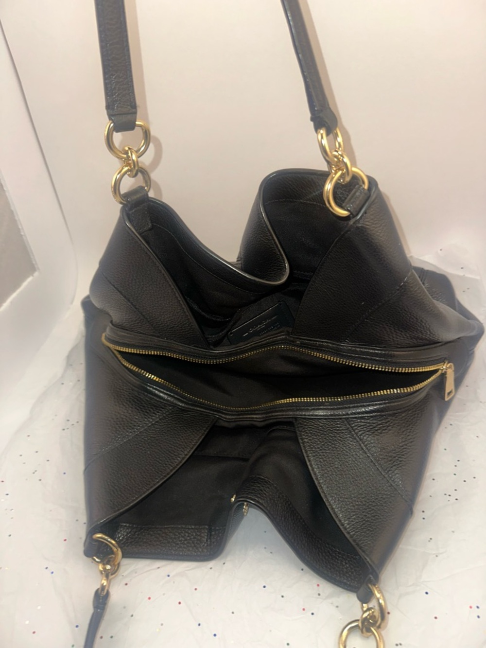 Coach Lexie Tote Bag Black Pebbled Leather F28997 - Picture 5 of 12